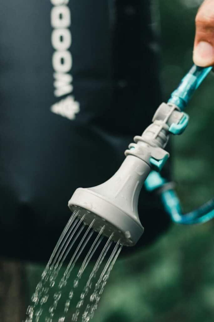 A portable camping shower bag is a great option for a van life shower.