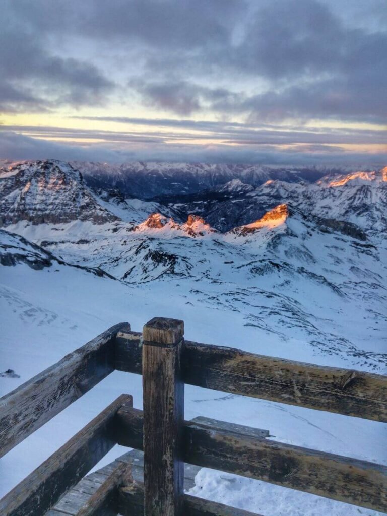 Sundowner views of the Italian Alps from Testa Grigia.