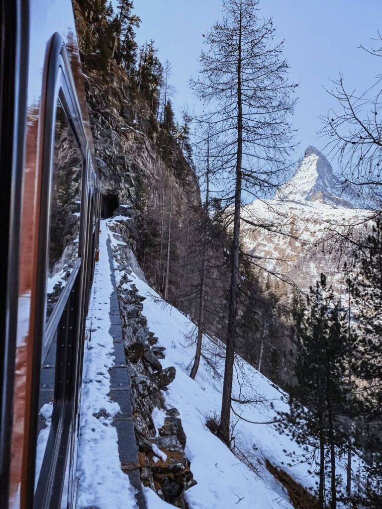 The Gornergrat Train making it's way up the mountain in Zermatt.